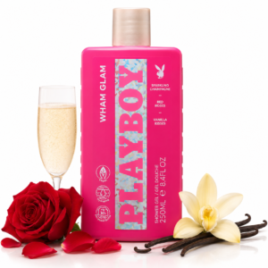 Gel de duș parfumat Playboy® Wham Glam, Sparkling Champagne, Red Roses & Vanilla Kisses, vegan, 250 ml