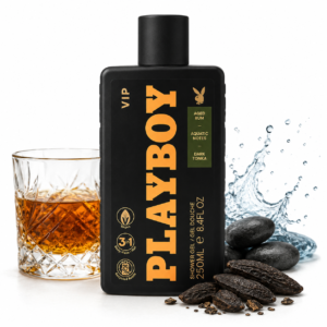 Gel de duș Playboy® VIP, Aged Rum, Aquatic Notes & Dark Tonka, vegan, 250 ml