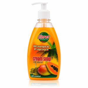 Săpun lichid cremă Cloret cu Mango & Papaya și ulei de măsline, pH Control, 500 ml