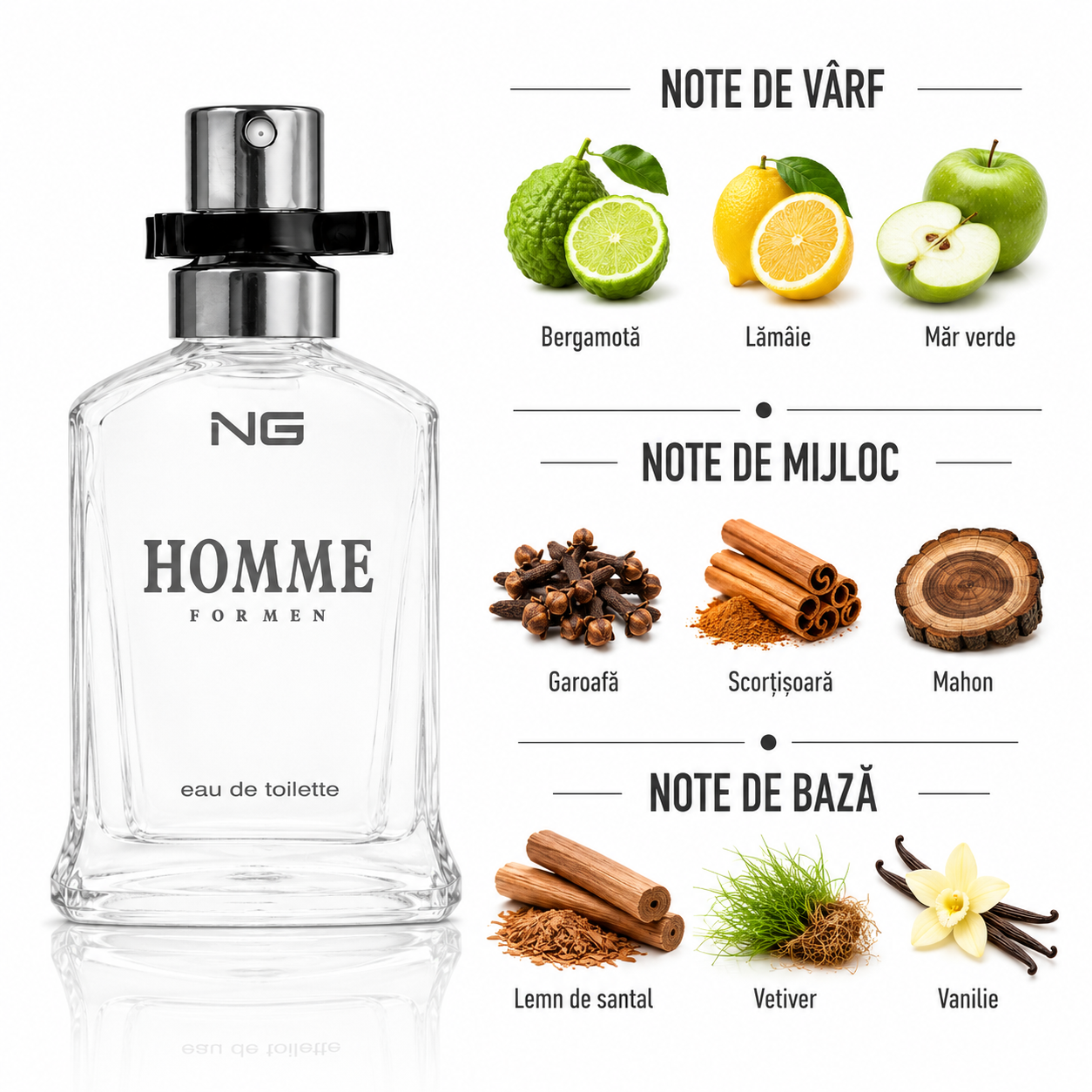 Apă de toaletă pentru bărbați, Parfum bărbătesc Homme, EDT, 15 ml, NG® - imagine 2