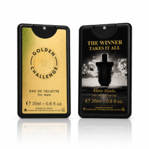 Apă de toaletă pentru bărbați, Golden Challenge & The Winner Takes It All Élixir Absolu, Card Pocket Perfume, 2 carduri x 20 ml, OMERTA®
