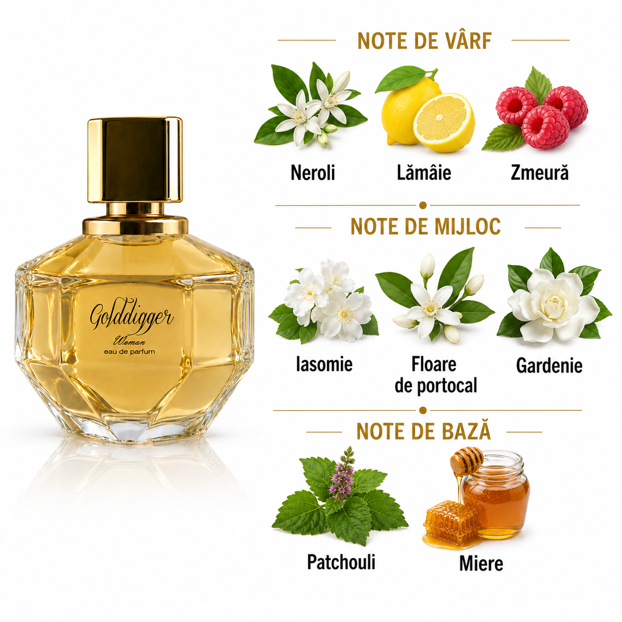 Apă de parfum pentru femei, Parfum damă Golddigger Woman, EDP, 90 ml, NG® - imagine 2