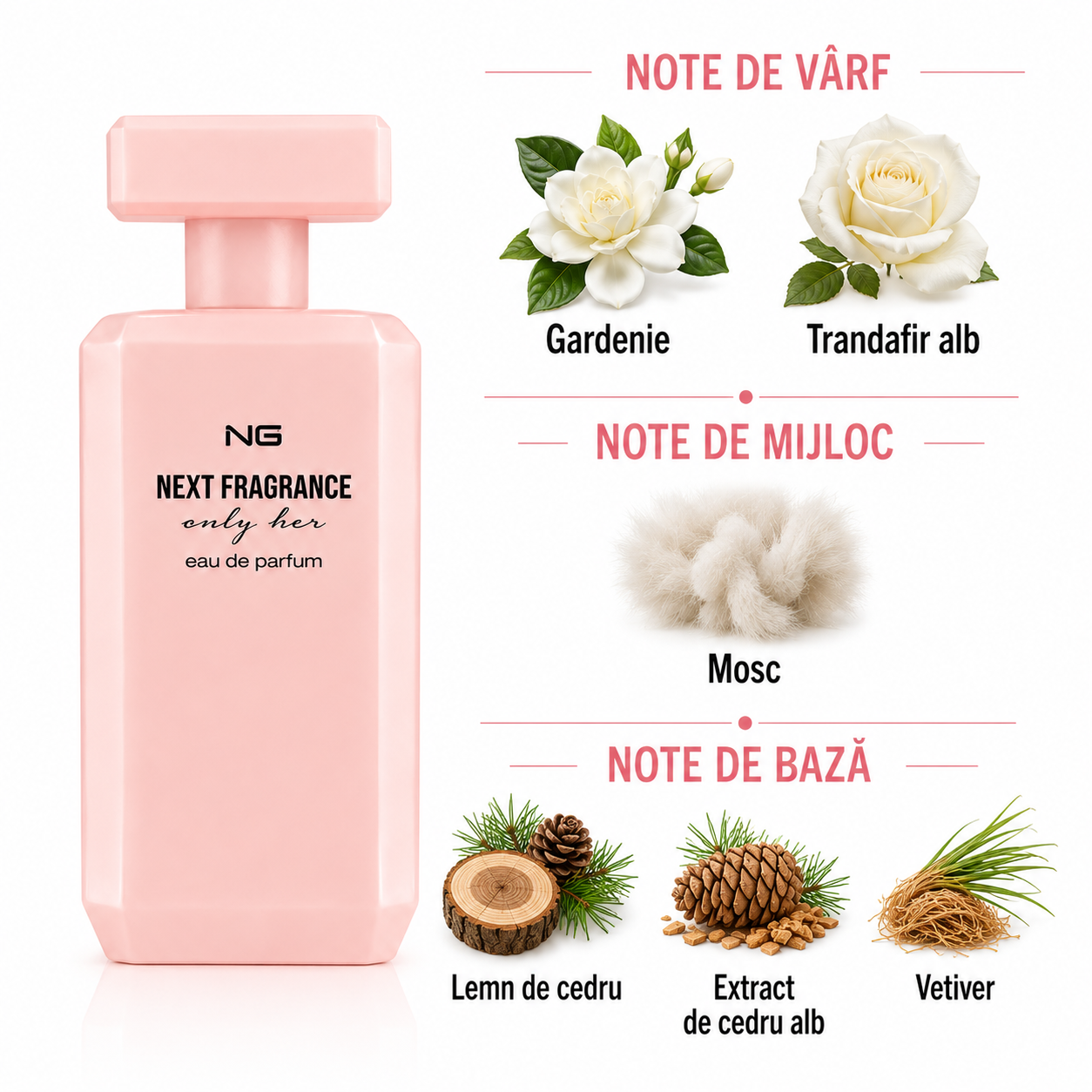 Apă de parfum pentru femei, Parfum damă Next Fragrance Only Her, EDP, 100 ml, NG® - imagine 2