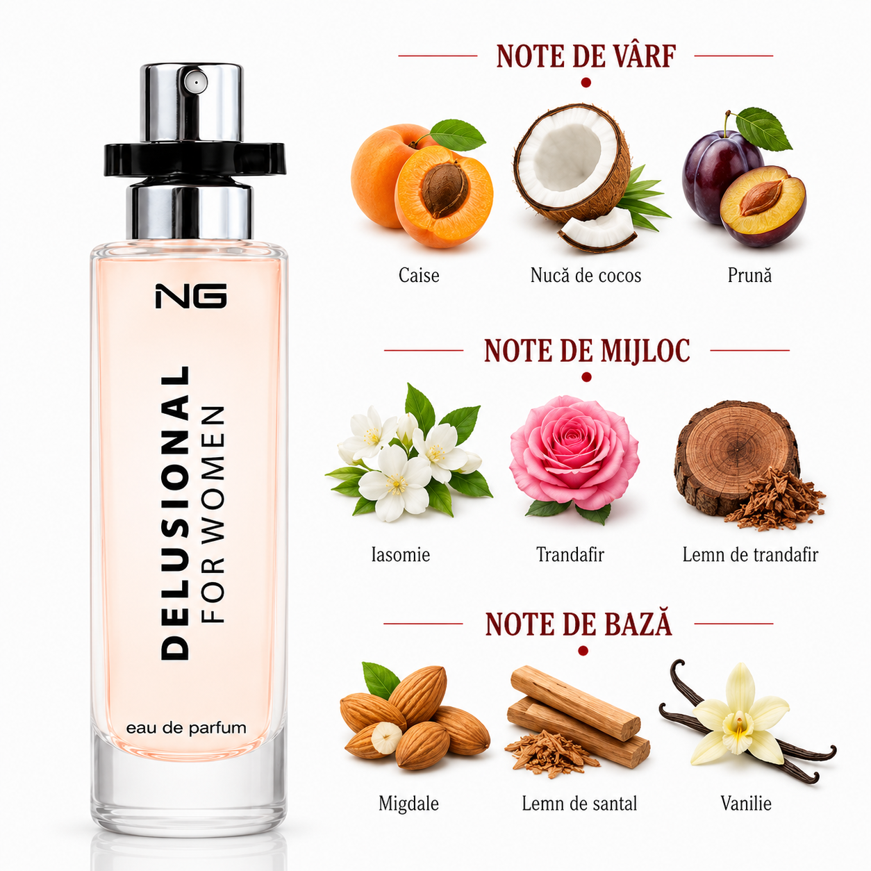 Apă de parfum pentru femei, Parfum damă Delusional For Women, EDP, 15 ml, NG® - imagine 2