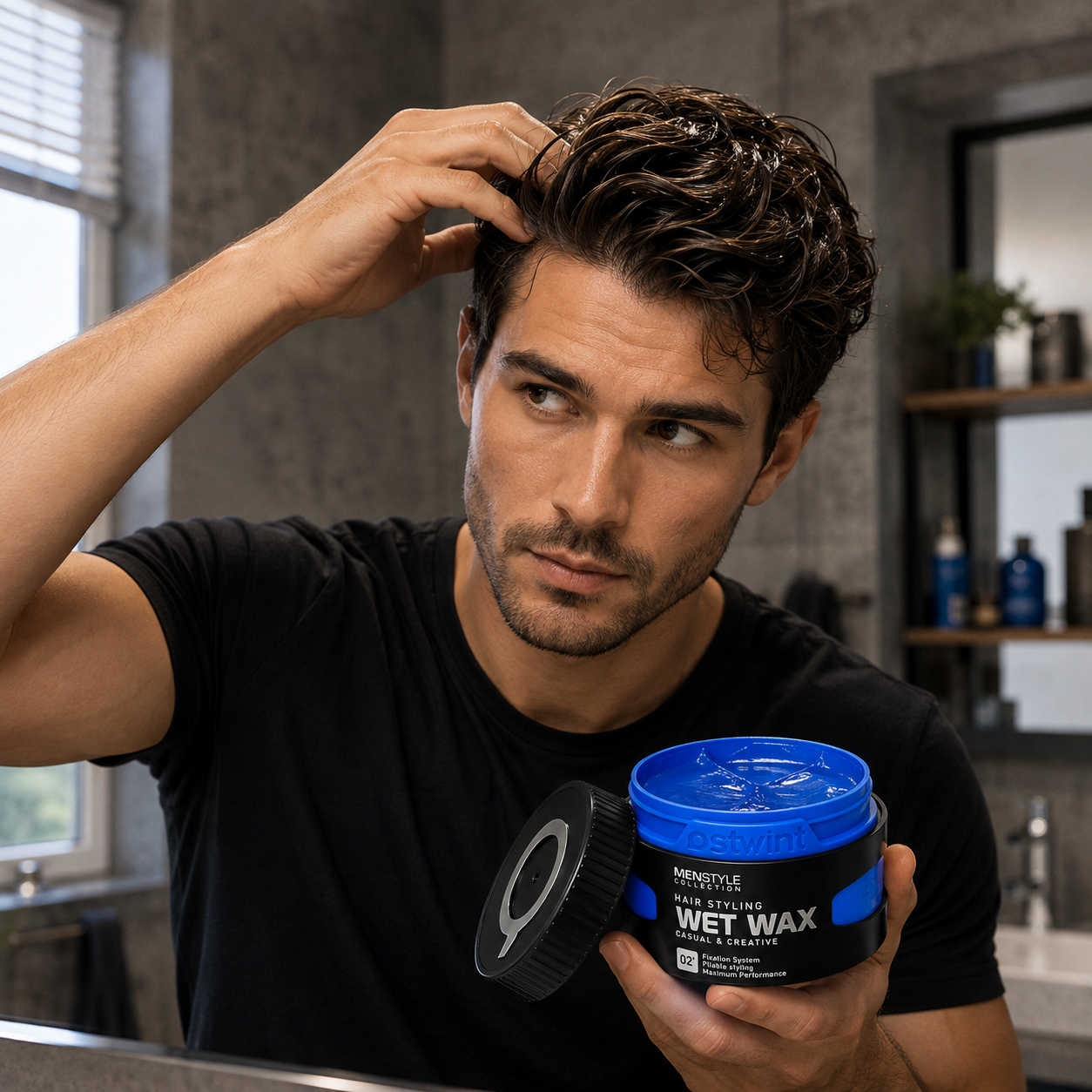 Ceară de păr lucioasă Ostwint Wet Wax No. 02, Casual & Creative, fixare puternică, efect wet-look, 150 ml - imagine 3