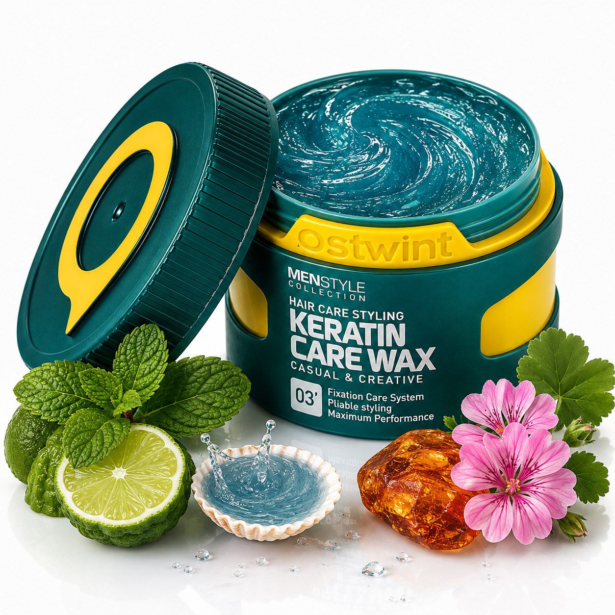 Ceară de păr lucioasă Ostwint Wet Wax 02 Casual & Creative, fixare puternică, efect wet-look, 150 ml