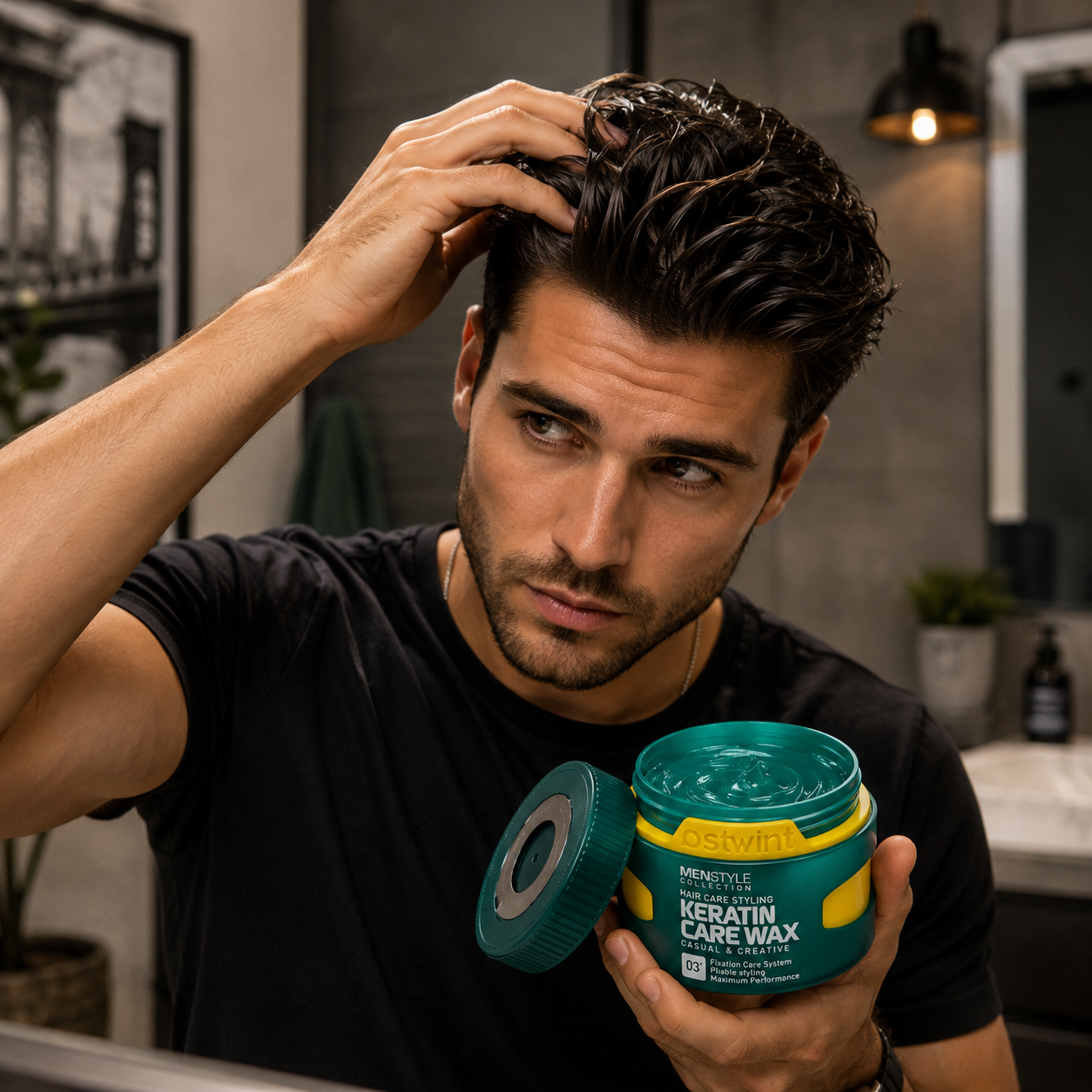 Ceară de păr lucioasă Ostwint Wet Wax 02 Casual & Creative, fixare puternică, efect wet-look, 150 ml - imagine 2