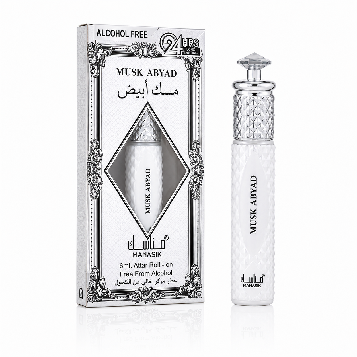 Parfum concentrat unisex, Musk Abiyad Attar Roll-On fără alcool, 6 ml, MANASIK®