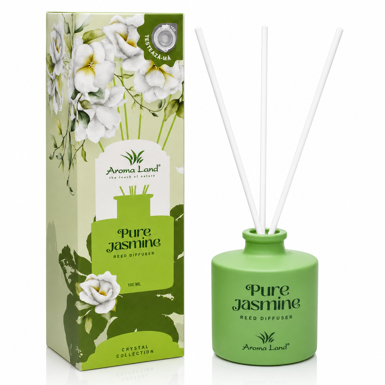 Odorizant de cameră, Difuzor de parfum cu bețișoare Pure Jasmine, Reed Diffuser, 100 ml, Aroma Land®
