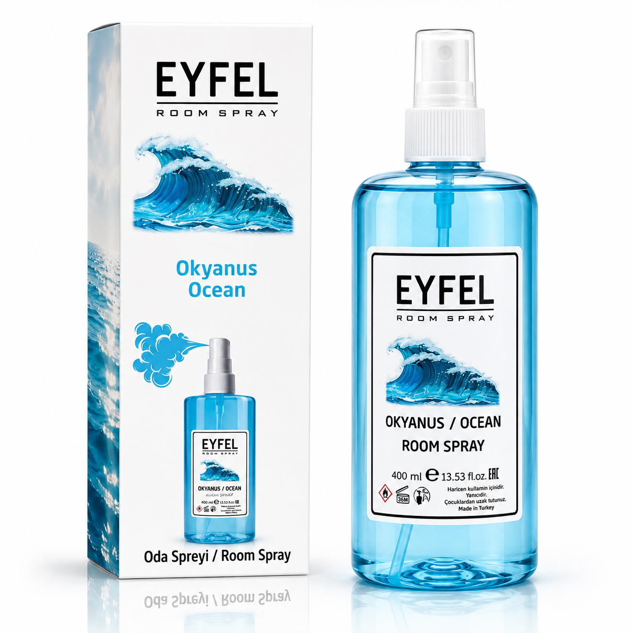 Odorizant auto și de cameră, Parfum ambiental spray Ocean – Ocean, 150 ml, Eyfel®