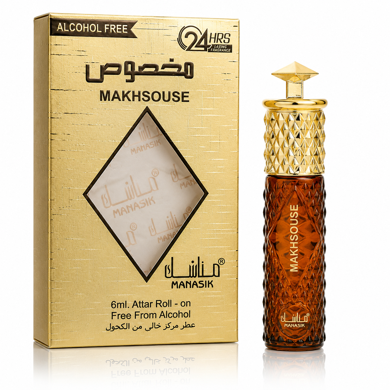 Parfum concentrat pentru bărbați, Makhsouse Attar Roll-On fără alcool, 6 ml, MANASIK®