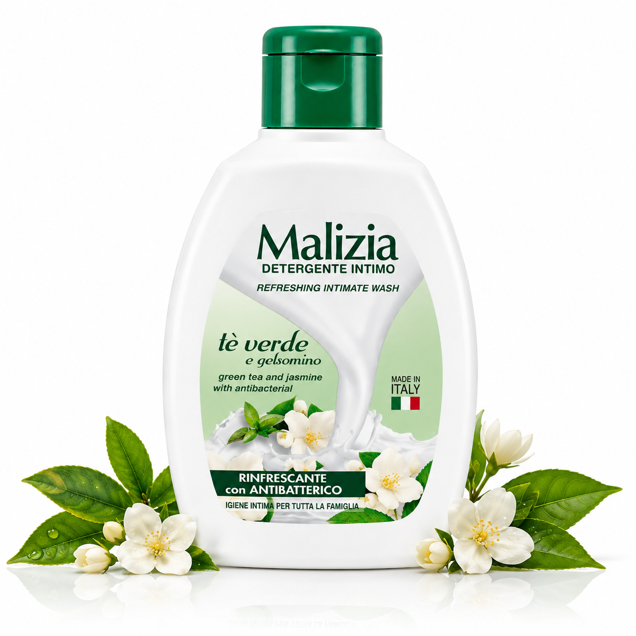 Gel pentru igienă intimă Malizia Rinfrescante cu Ceai Verde și Iasomie și agent antibacterian, 200 ml - imagine 2