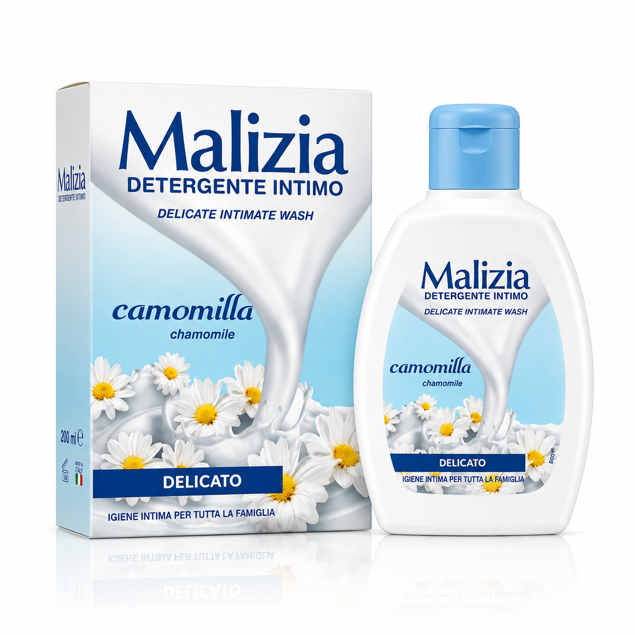 Gel pentru igienă intimă Malizia Delicato cu Mușețel, 200 ml
