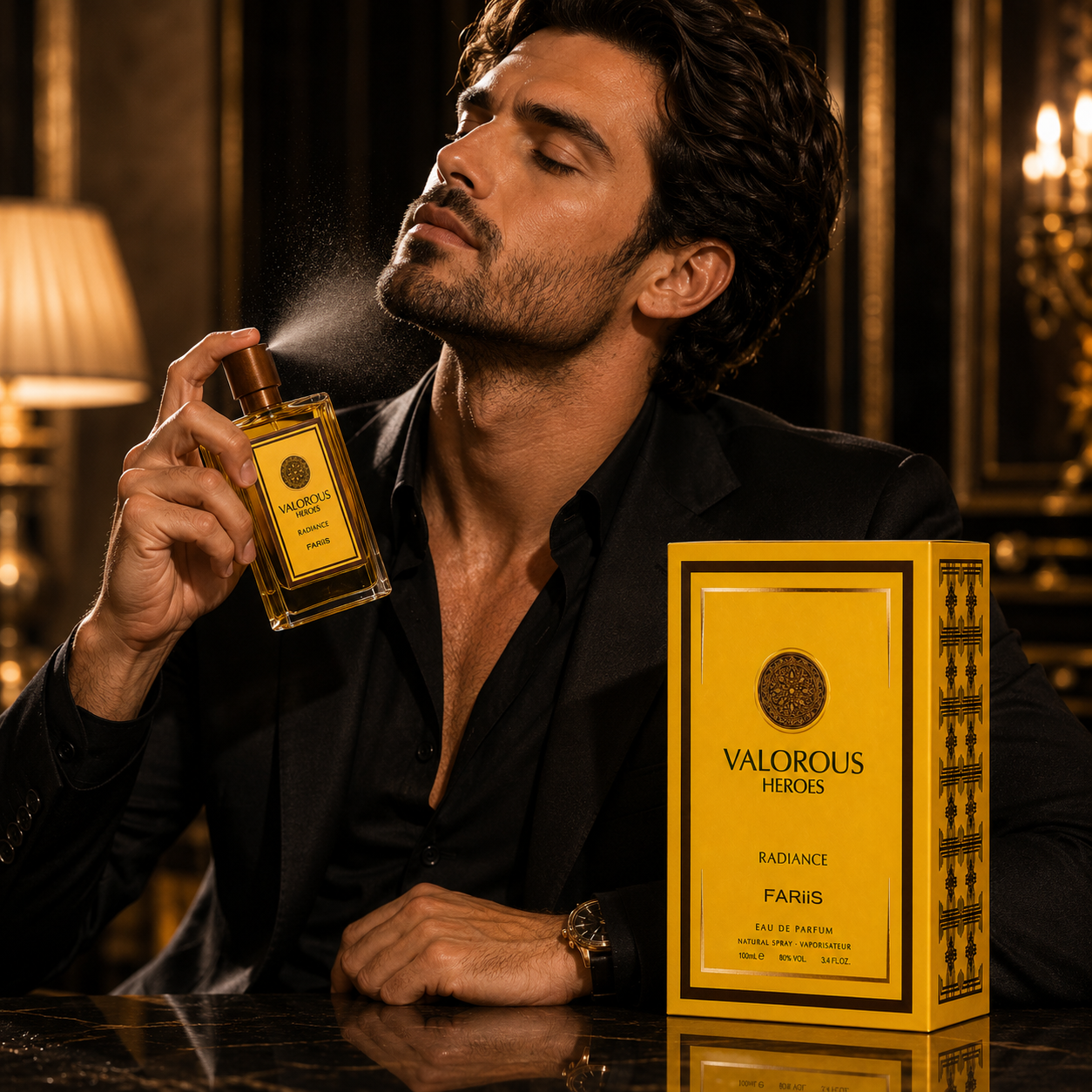 Apă de parfum pentru bărbați, Parfum bărbați Valorous Heroes Radiance, EDP, 100 ml, Fariis® - imagine 2
