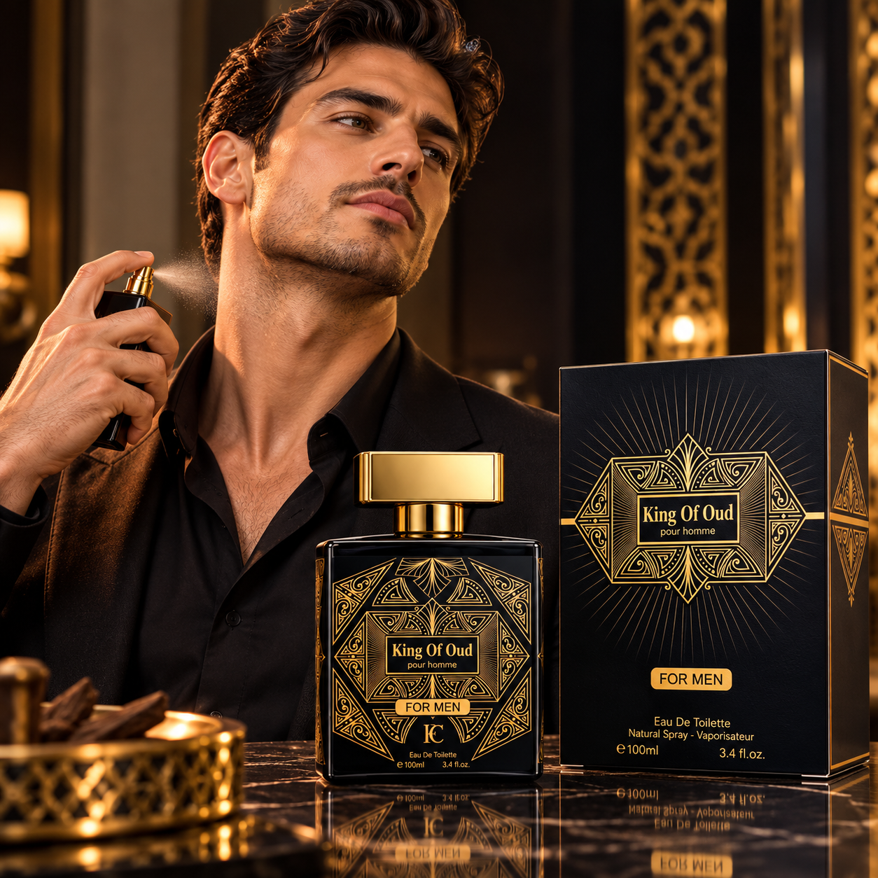Apă de toaletă pentru bărbați, Parfum bărbătesc King Of Oud Pour Homme, EDT, 100 ml, FRAGRANCE COUTURE® - imagine 2