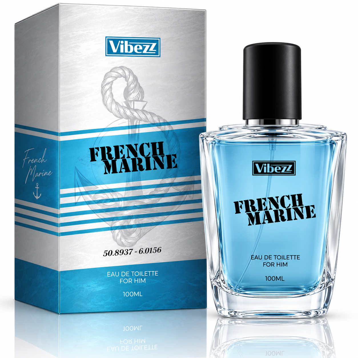 Apă de toaletă pentru bărbați, Parfum bărbătesc French Marine For Him, EDT, 100 ml, Vibezz®