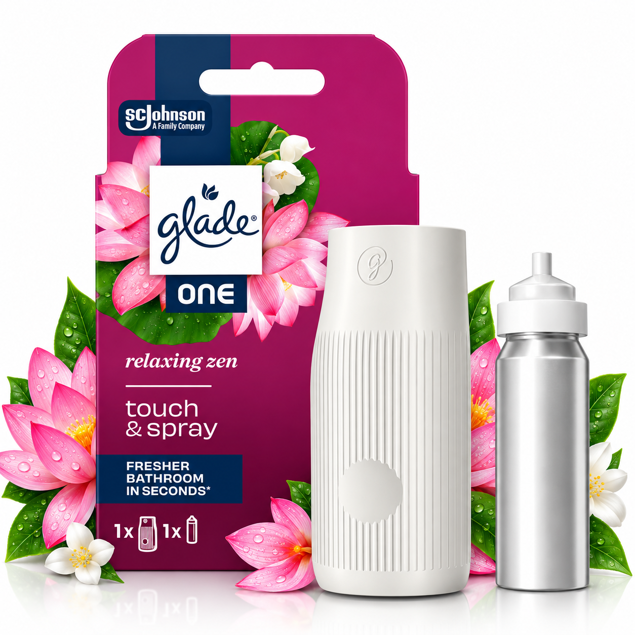 Odorizant de cameră, Aparat + rezervă Glade One Touch & Spray Relaxing Zen