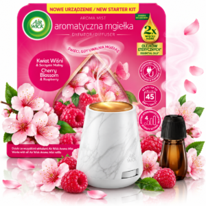 Odorizant de cameră, Difuzor Air Wick Aroma Mist Cherry Blossom & Raspberry, aparat + rezervă, Air Wick®