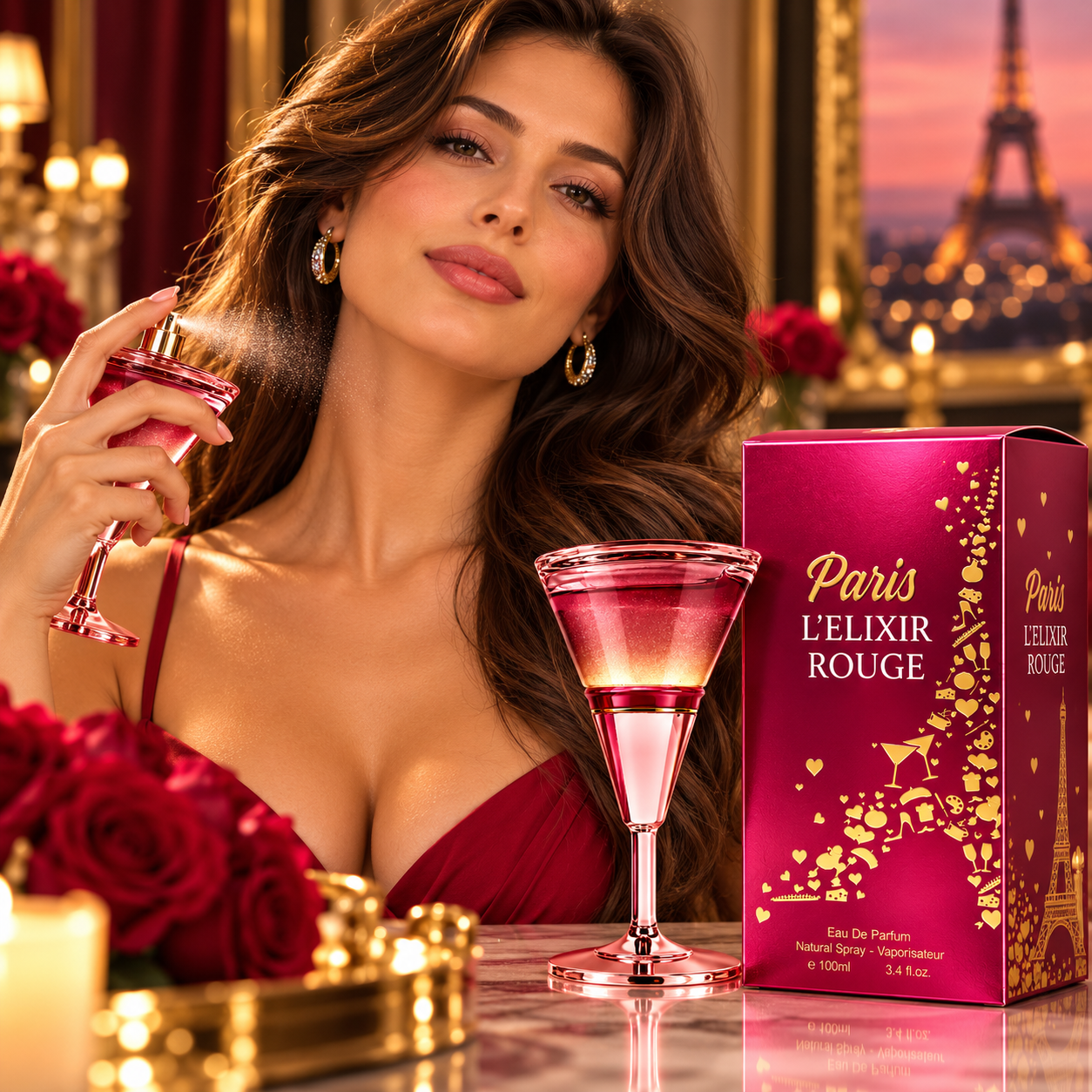 Apă de parfum pentru femei, Parfum de damă Paris L’Elixir Rouge, EDP, 100 ml, FRAGRANCE COUTURE® - imagine 2