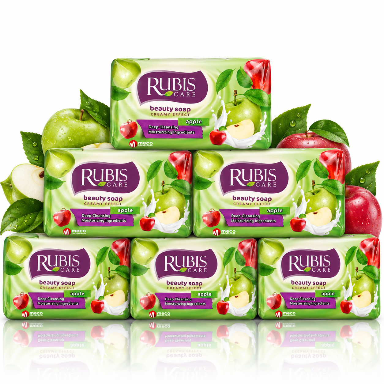 Set 6 săpunuri solide cu măr, Rubis Care Beauty Soap Apple, 6 x 150 g