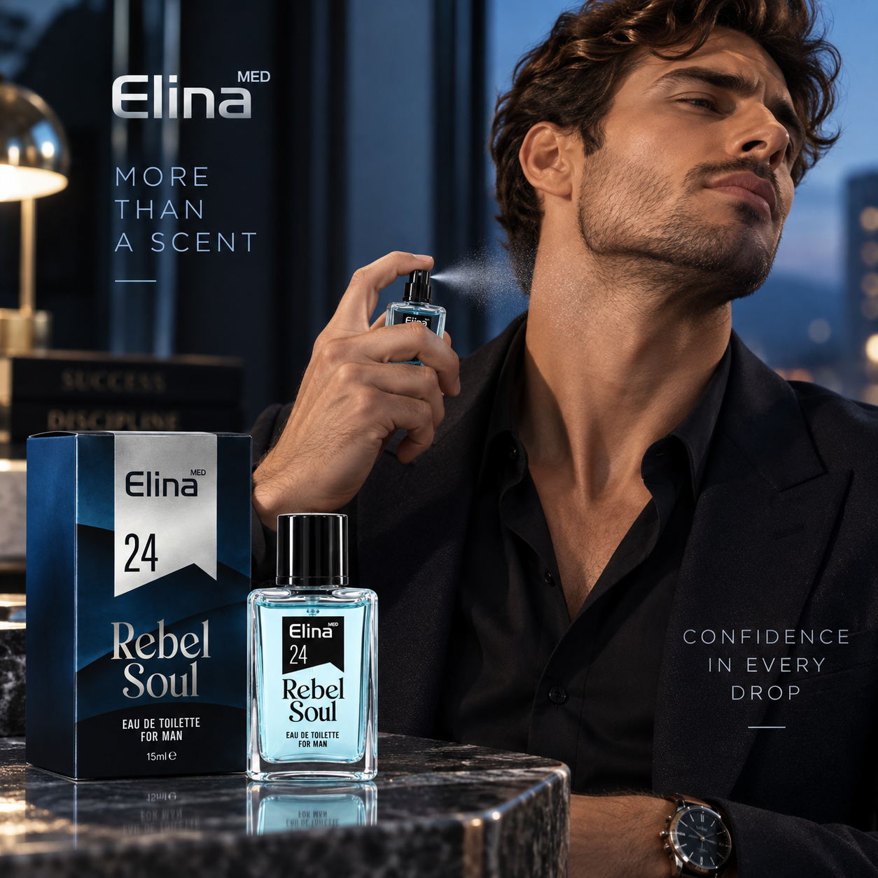 Apă de toaletă pentru bărbați, Parfum bărbătesc 24 Rebel Soul, EDT, 15 ml, Elina MED® - imagine 2