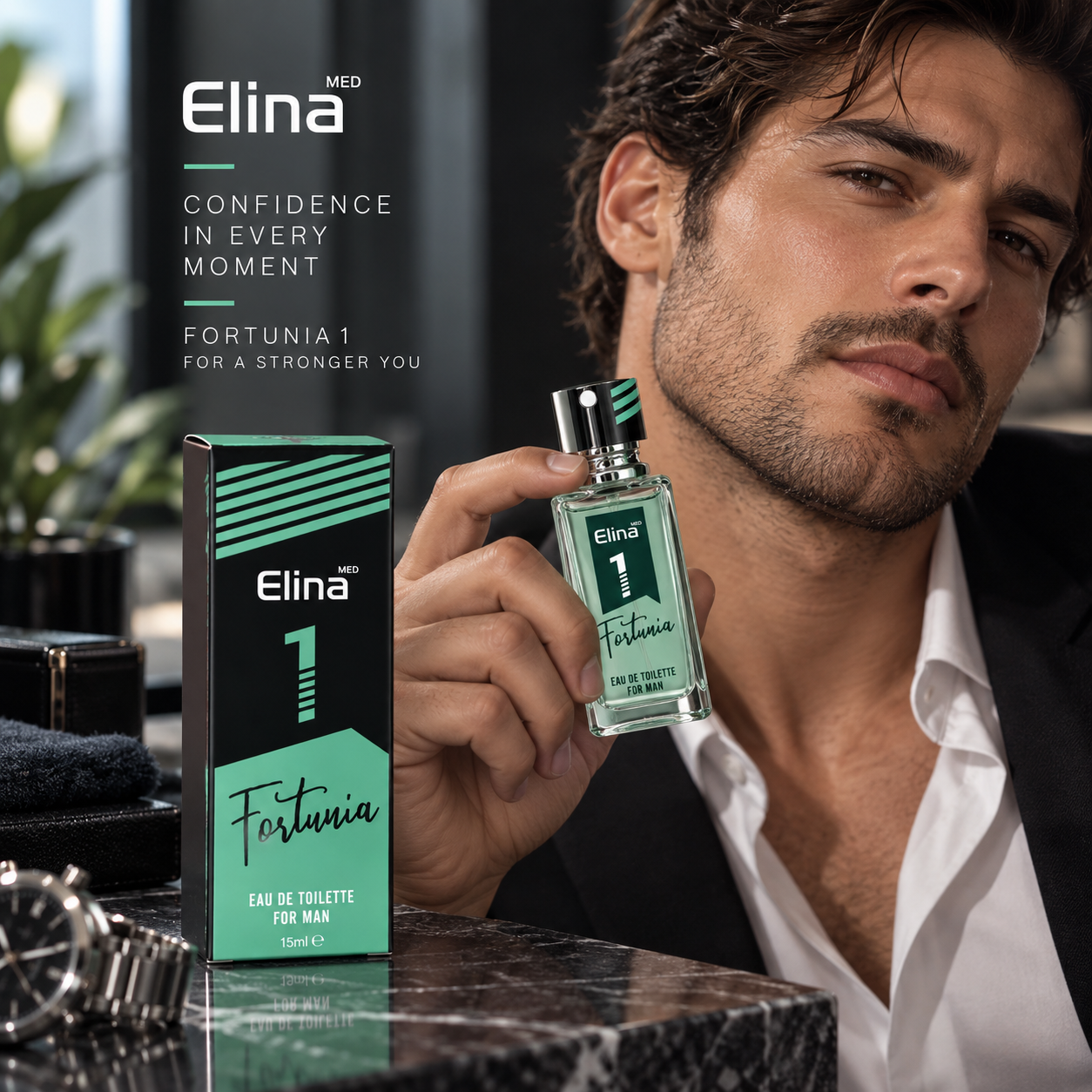 Apă de toaletă pentru bărbați, Parfum bărbătesc 1 Fortunia, EDT, 15 ml, Elina MED® - imagine 2