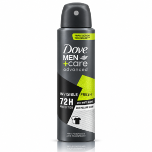 Spray antiperspirant pentru bărbați, Men+Care Advanced Invisible Fresh, 72H Protection, 150 ml, DOVE®