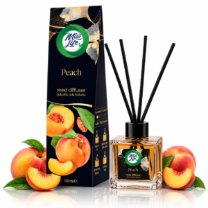 Odorizant de cameră, Difuzor de parfum cu bețișoare, aromă de piersici, 100 ml, Miss Life®