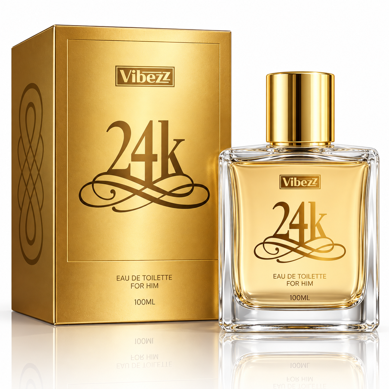 Apă de toaletă pentru bărbați, Parfum bărbătesc 24K For Him, EDT, 100 ml, Vibezz®