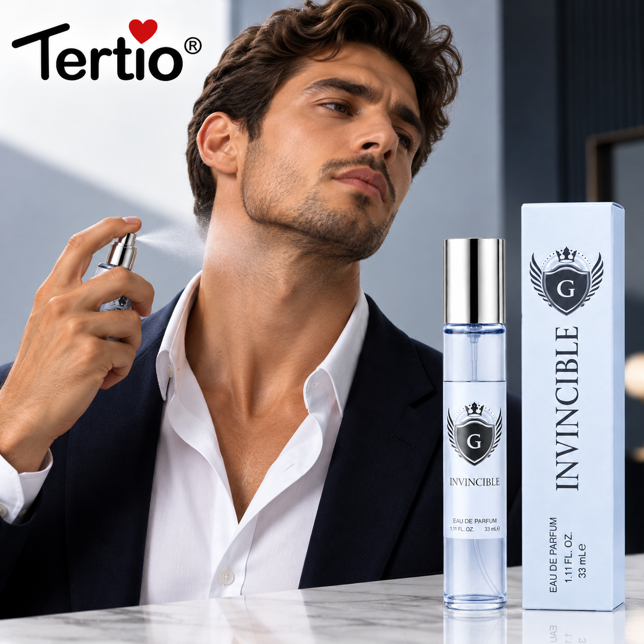 Apă de parfum pentru bărbați, Parfum bărbătesc Invincible, EDP, 33 ml, TERTIO® - imagine 2