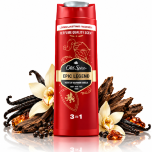 Gel de duș și șampon pentru bărbați 3 în 1, Epic Legend Bourbon Vanilla, corp, păr și față, 400 ml, Old Spice®