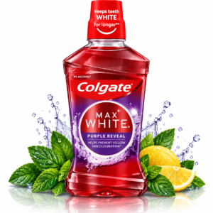 Apă de gură pentru albirea dinților Colgate® Max White Purple Reveal, fără alcool, 500 ml