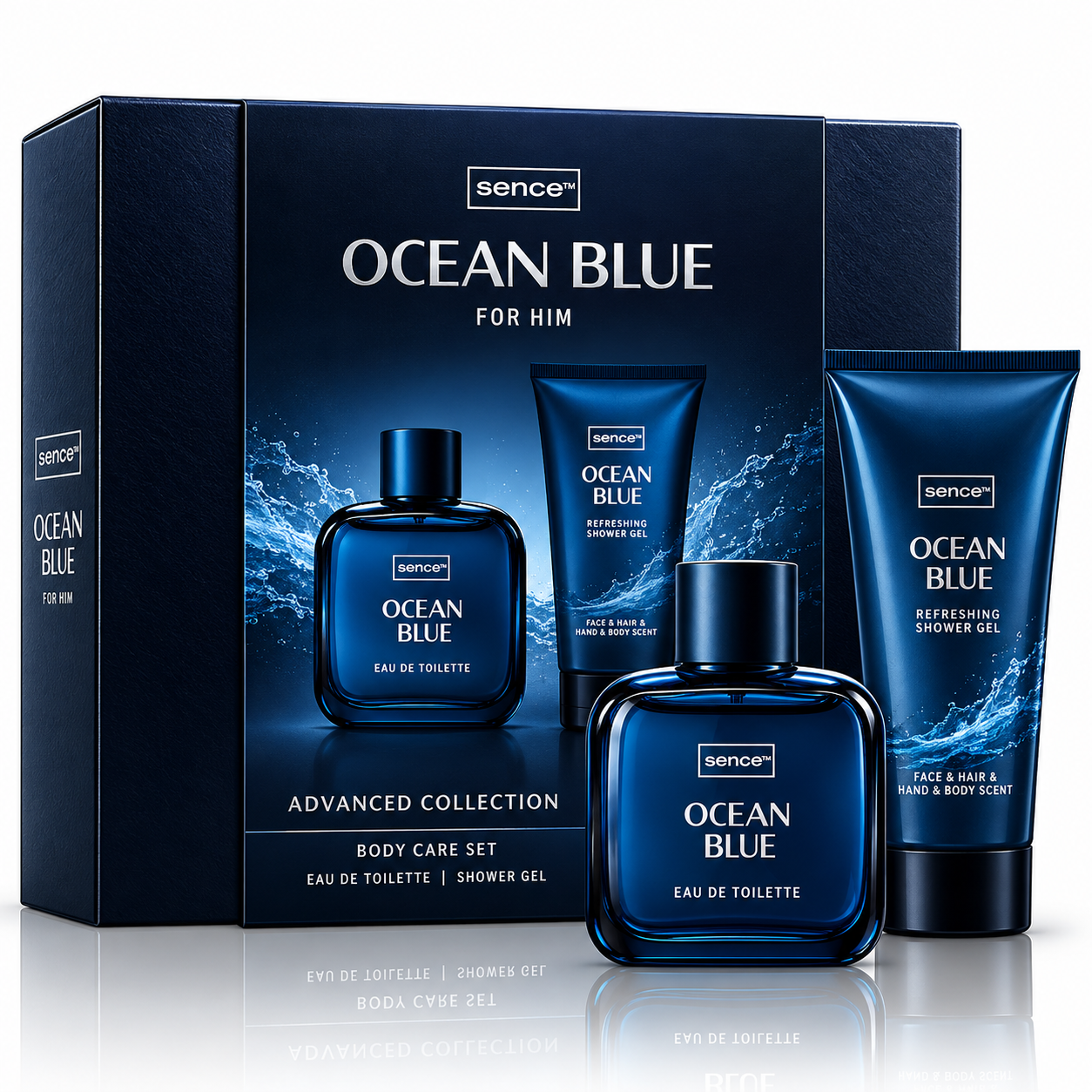 Set cadou pentru bărbați, Ocean Blue, EDT 100 ml + gel de duș 150 ml, Sence®