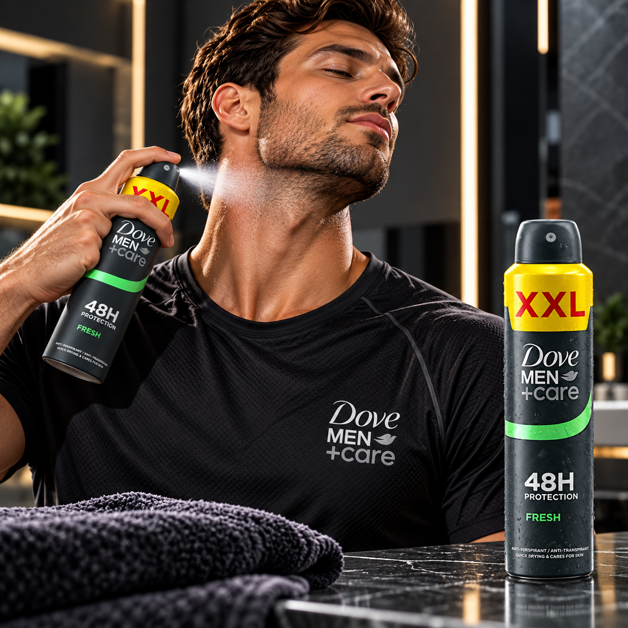 Spray antiperspirant pentru bărbați, Men+Care Fresh XXL, protecție 48H, 300 ml, DOVE - imagine 2