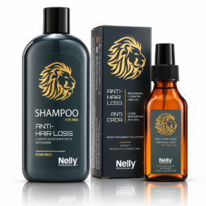 Set pentru îngrijirea părului bărbați, Anti Hair Loss, șampon 400 ml + loțiune redensifiantă 100 ml, Nelly Professional®
