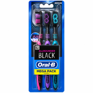 Periuță de dinți manuală, Allrounder Black Medium, Mega Pack, 3 bucăți, ORAL-B®