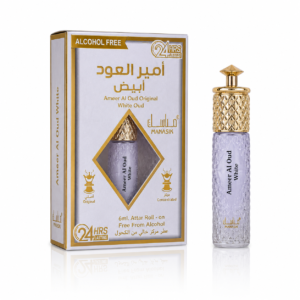 Parfum concentrat unisex, Ameer Al Oud Original White Oud Attar Roll-On fără alcool, 6 ml, MANASIK®