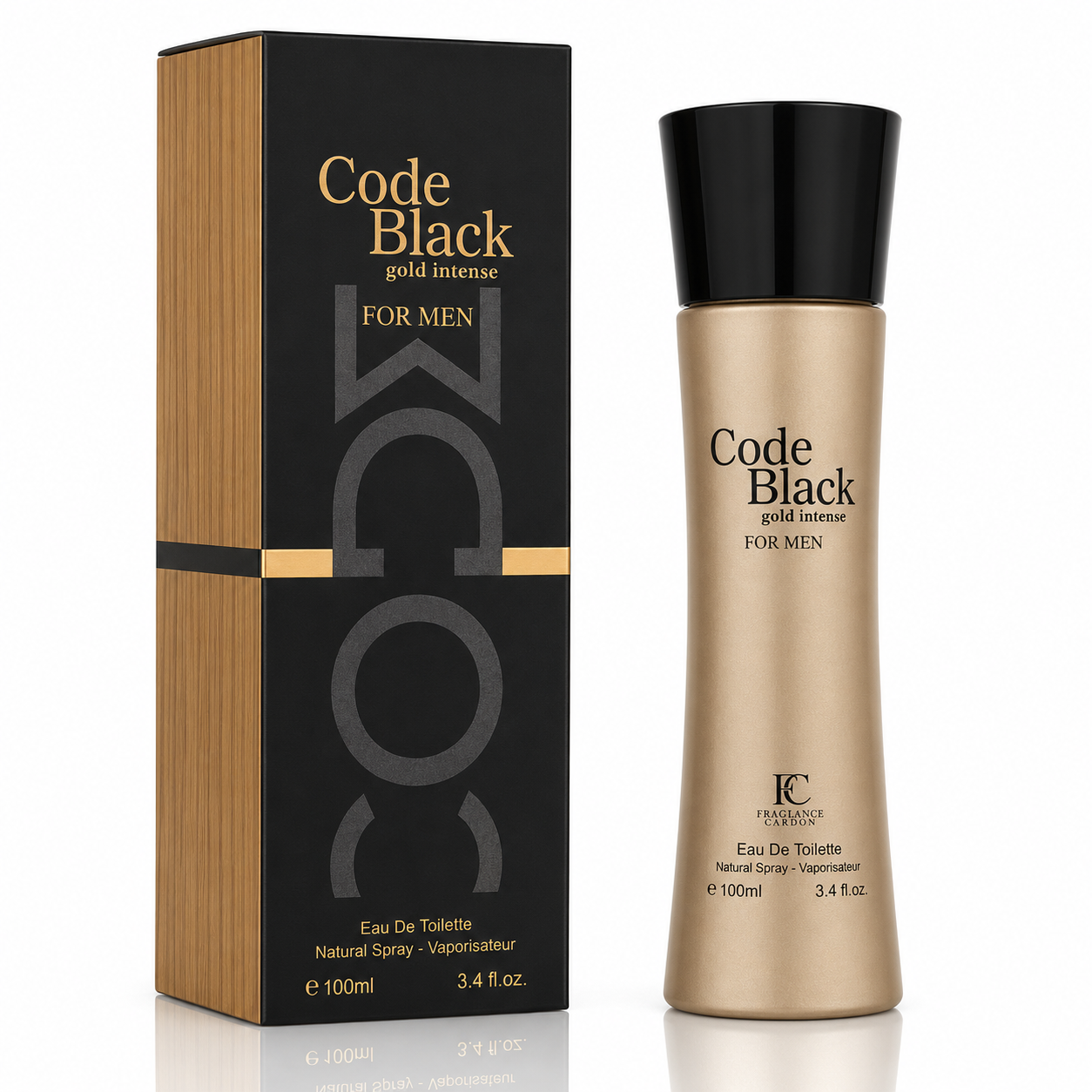 Apă de toaletă pentru bărbați, Parfum bărbătesc Code Black Gold Intense, EDT, 100 ml, FRAGRANCE COUTURE®