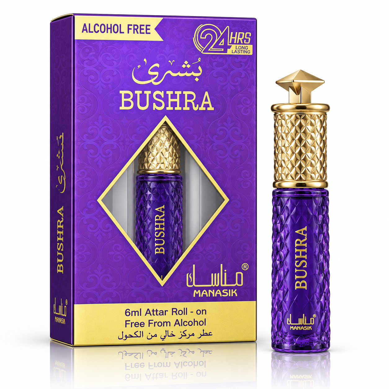 Parfum concentrat unisex, Bushra Attar Roll-On fără alcool, 6 ml, MANASIK®