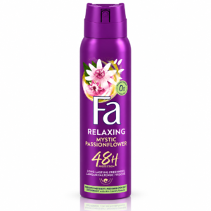 Deodorant spray pentru femei, Relaxing Mystic Passionflower cu aromă de floarea-pasiunii, protecție 48H, 150 ml, Fa®