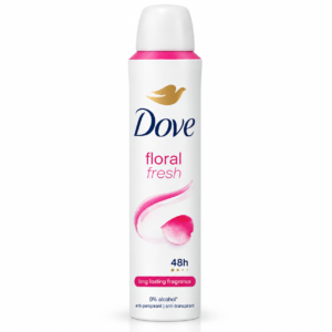 Deodorant antiperspirant spray pentru femei, Floral Fresh, parfum floral delicat, protecție 48H, 200 ml, Dove®