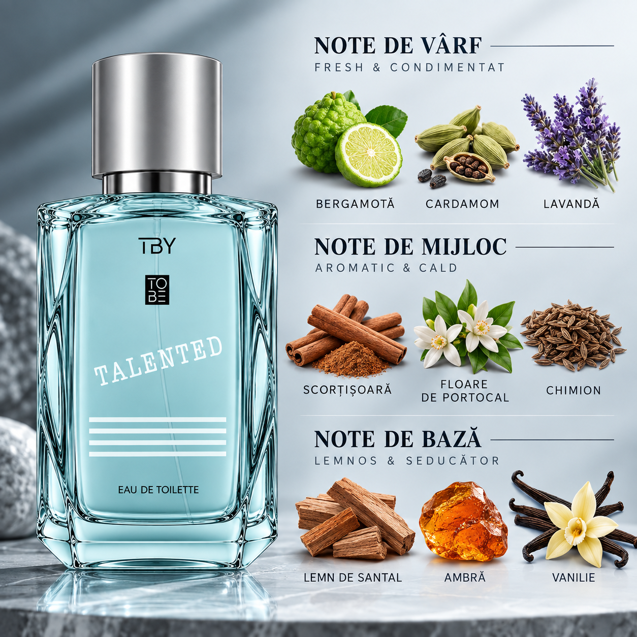 Apă de toaletă pentru bărbați, Parfum bărbătesc To Be Talented, EDT, 100 ml, TBY® - imagine 2