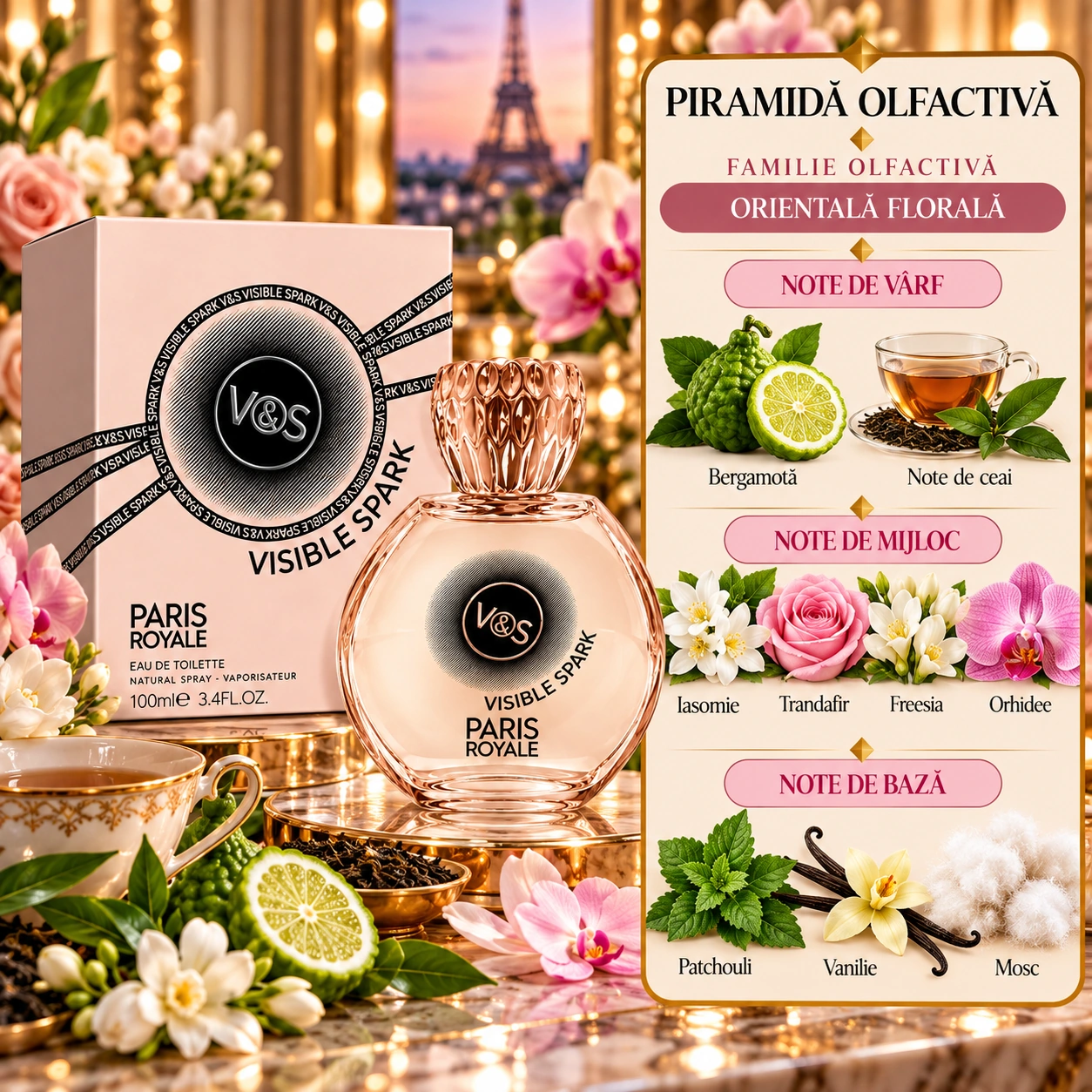 Apă de toaletă pentru femei, Parfum damă Visible Spark, EDT, 100 ml, PARIS ROYALE® - imagine 2