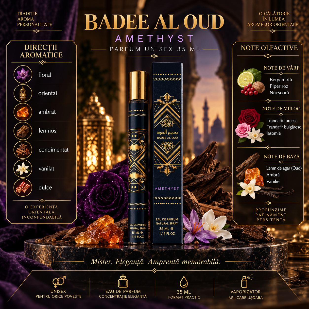 Apă de parfum unisex, Parfum arăbesc Badee Al Oud Amethyst, EDP, 35 ml, V.V. LOVE® - imagine 2