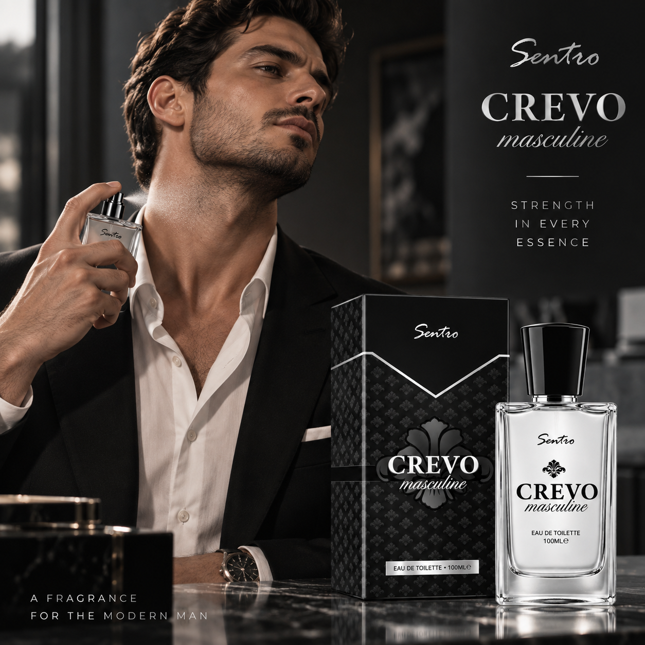 Apă de toaletă pentru bărbați, Parfum bărbătesc Crevo Masculine, EDT, 100 ml, SENTIO® - imagine 3
