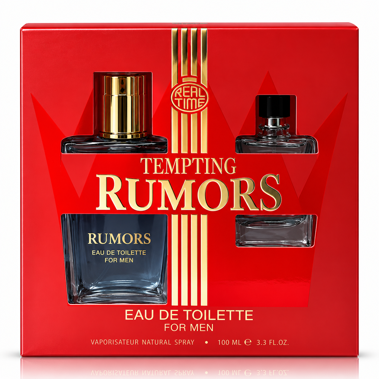 Set cadou parfum pentru bărbați, Tempting Rumors Men, EDT 100 ml + EDT 15 ml, Real Time®