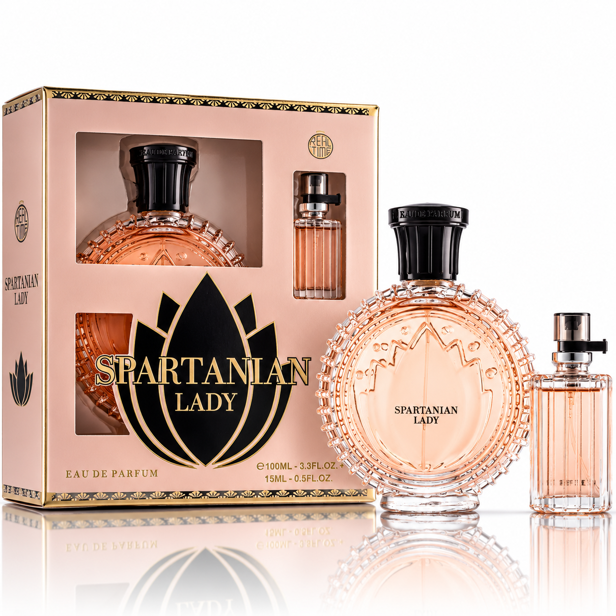 Set cadou parfum pentru femei, Spartanian Lady, EDP 100 ml + 15 ml, Real Time®