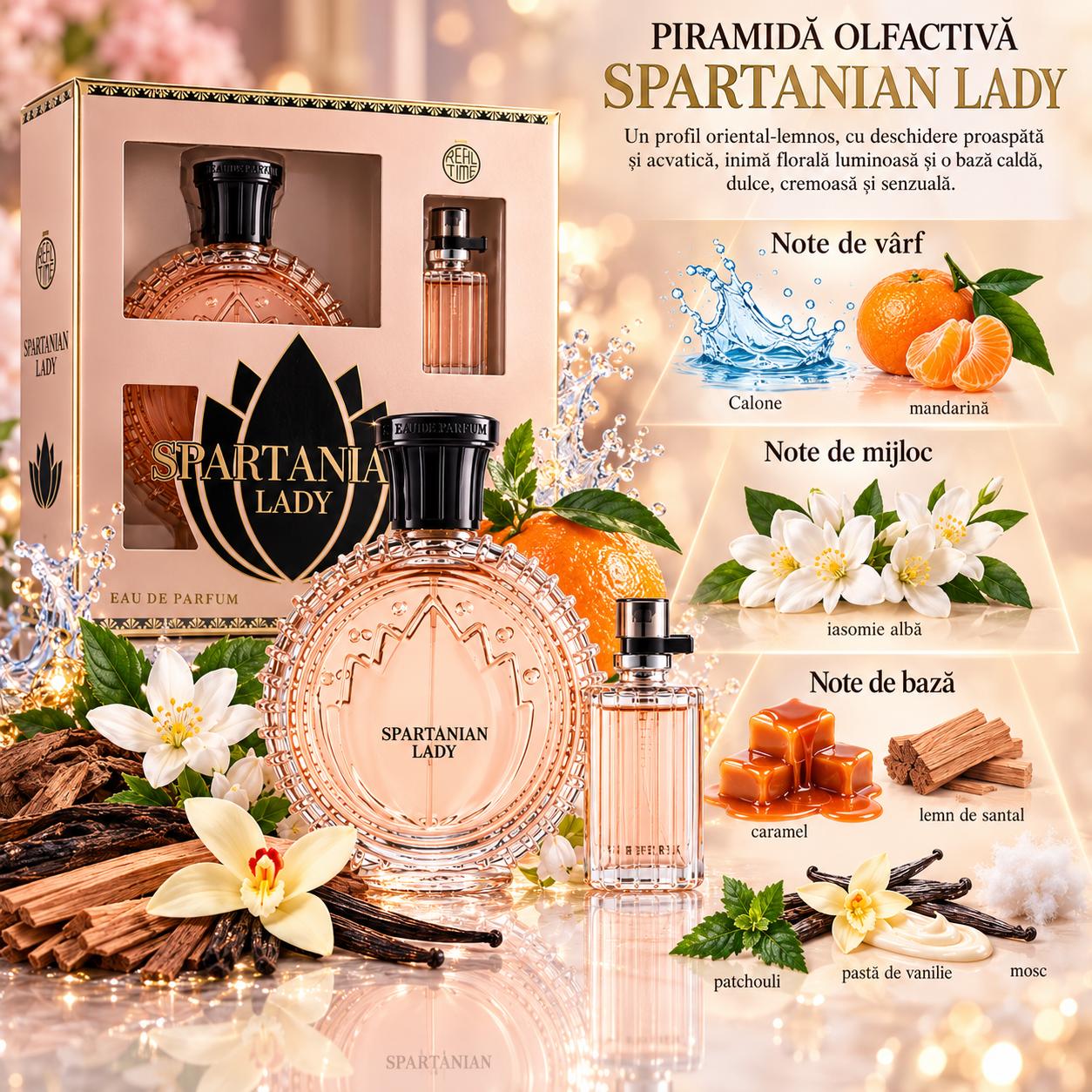 Set cadou parfum pentru femei, Spartanian Lady, EDP 100 ml + 15 ml, Real Time® - imagine 2