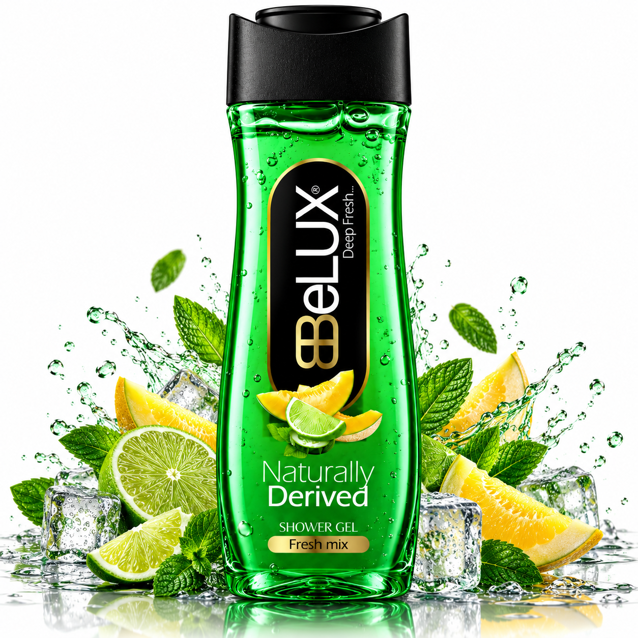 Gel de duș Fresh Mix, Deep Fresh, cu aromă de citrice și mentă, 600 ml, BeLUX®