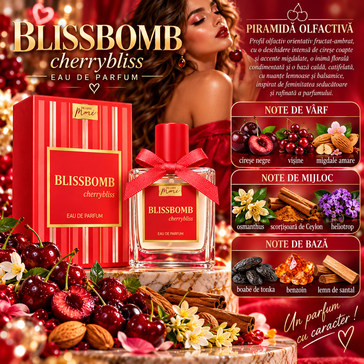 Apă de parfum pentru femei, Parfum de damă Blissbomb Cherrybliss, EDP, 15 ml, SENTIO® - imagine 2